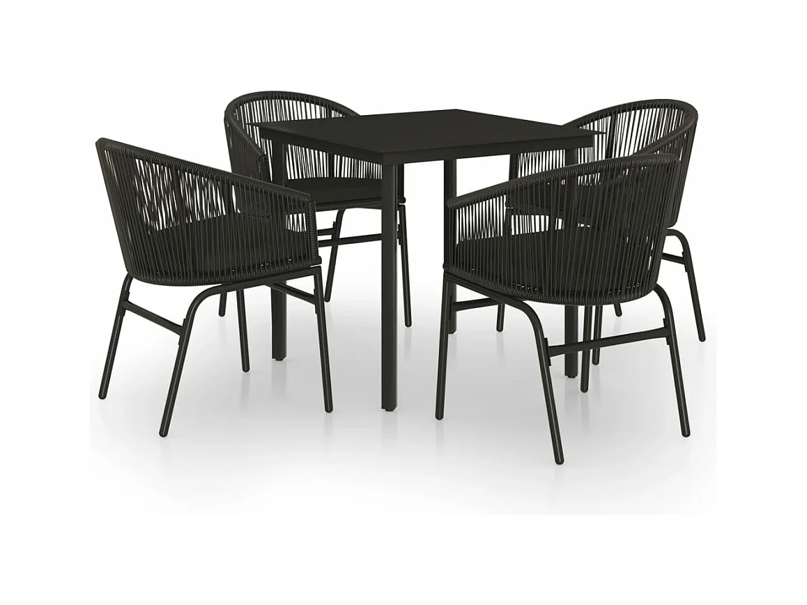 Conjunto de jantar de jardim móveis de exterior 5 peças preto 02_0013867