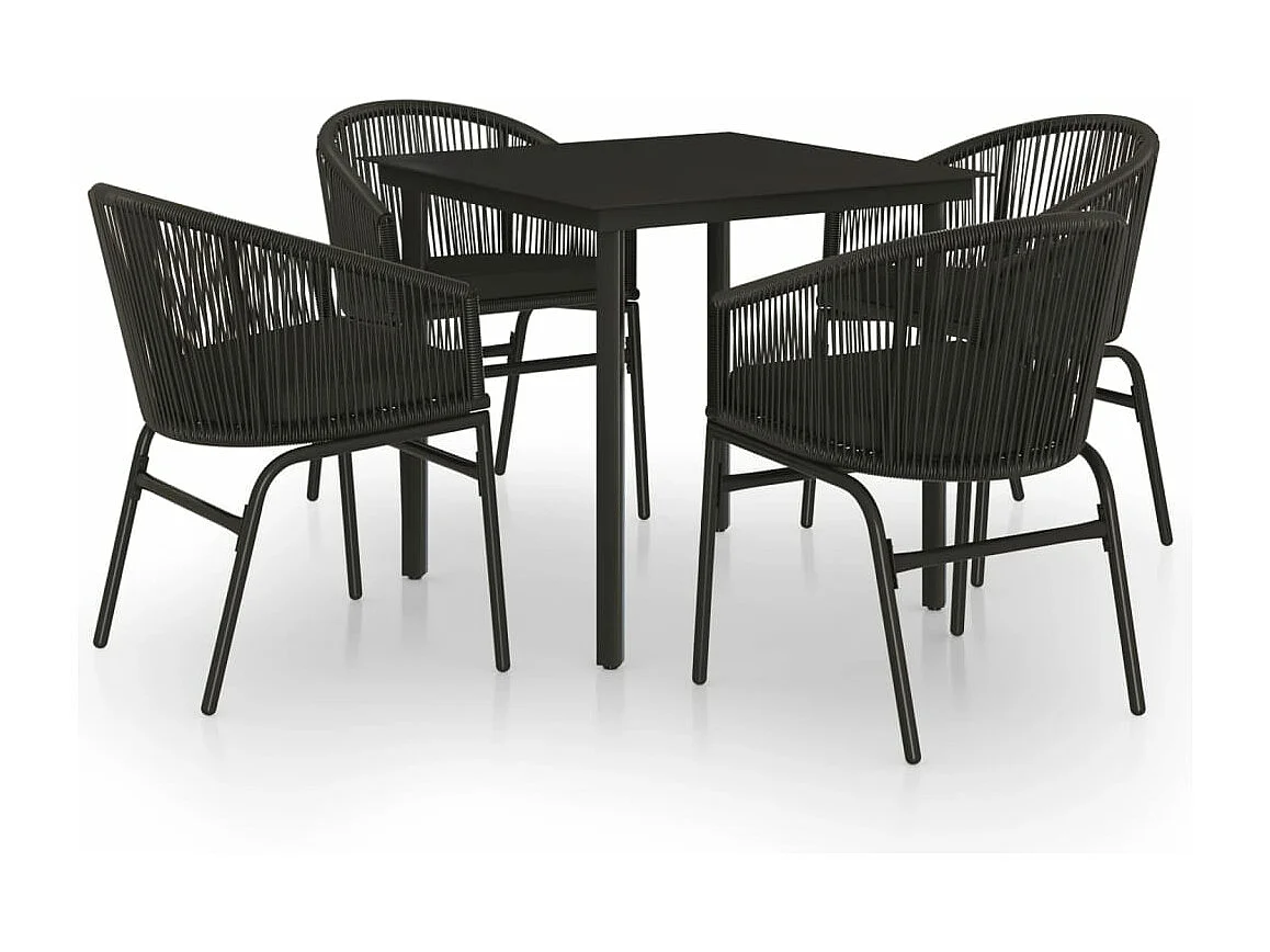 Juego de comedor de jardín muebles de exterior 5 piezas negro 02_0013867