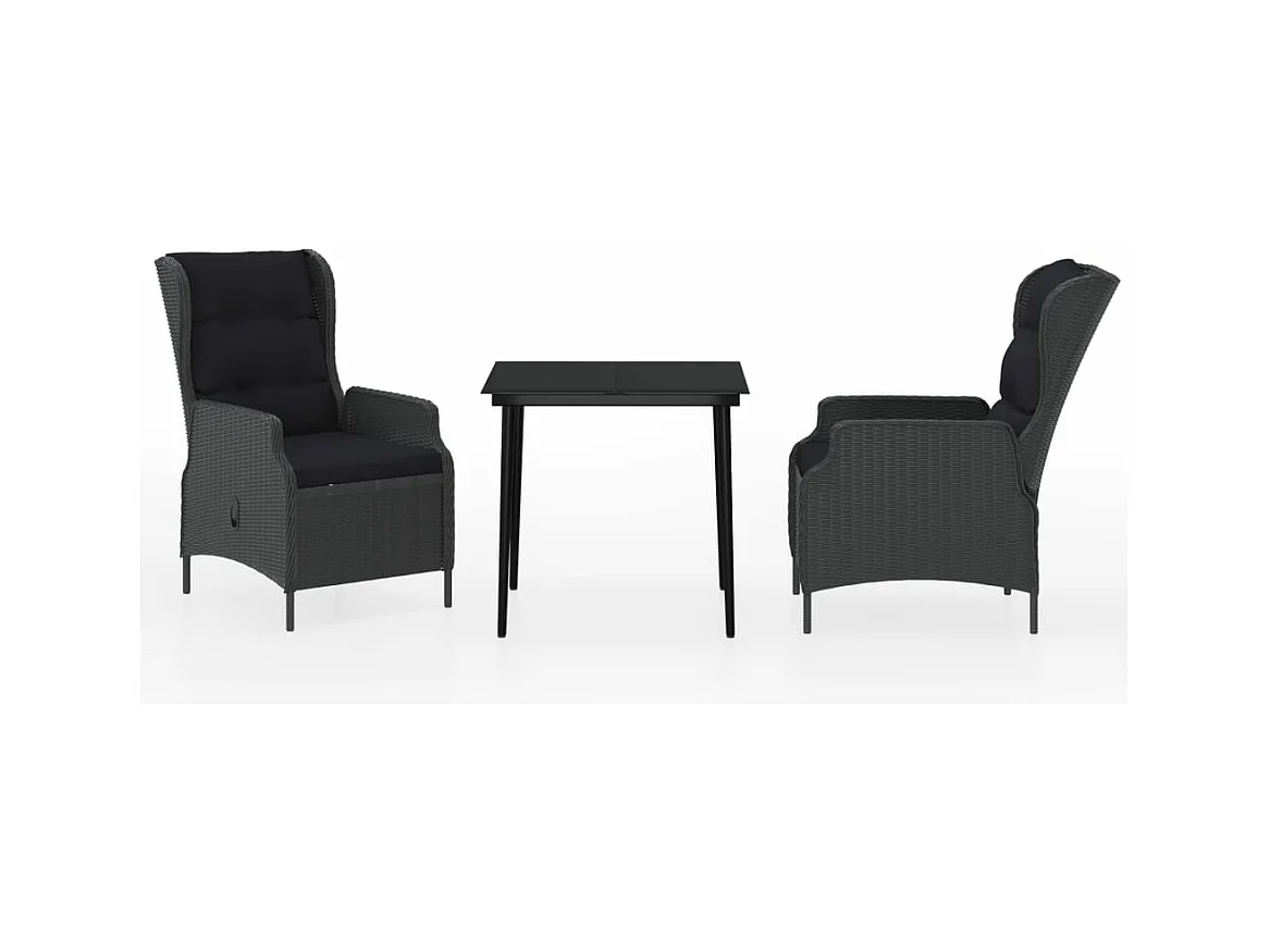 Conjunto de jantar de jardim móveis de exterior 3 peças cinza escuro 02_0013630