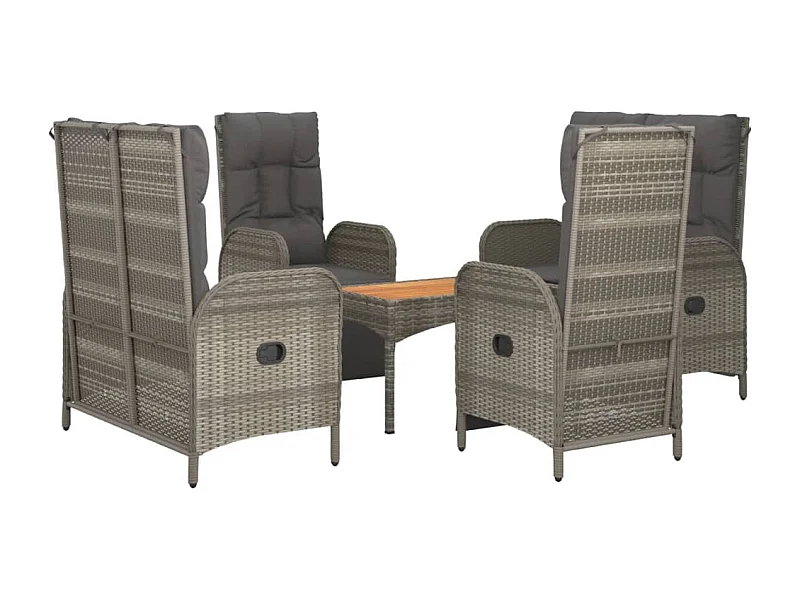 Juego de comedor de jardín con muebles de exterior de 5 piezas y cojines grises 02_0013719