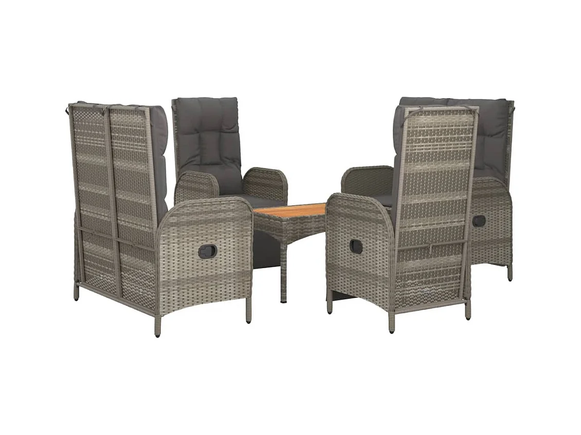 Conjunto de jantar de jardim para móveis de exterior de 5 peças com almofadas cinza 02_0013719