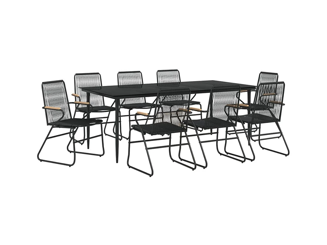 Set da pranzo da giardino 9 pezzi in PVC rattan nero 02_0014480