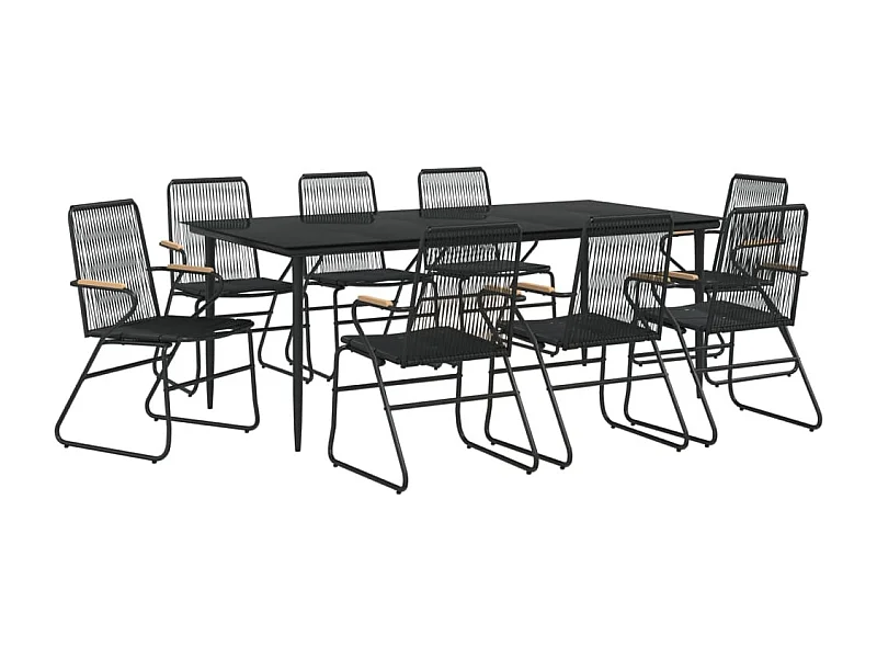 Set da pranzo da giardino 9 pezzi in PVC rattan nero 02_0014480