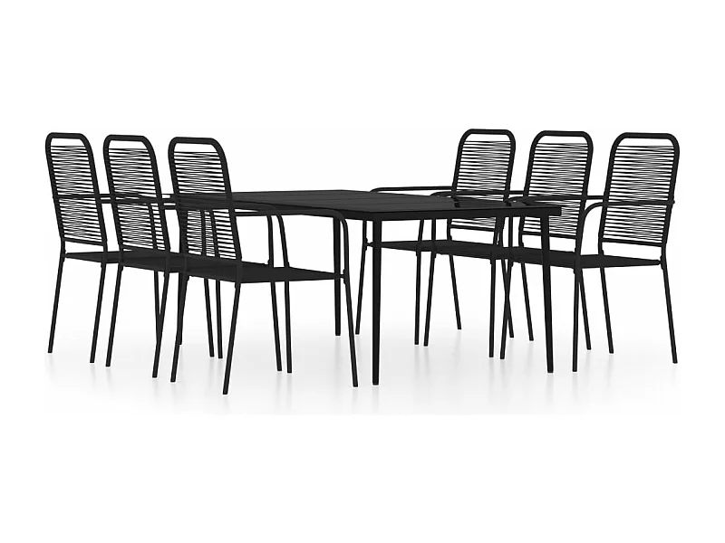 Conjunto de jantar de jardim móveis de exterior 7 peças preto 02_0014041