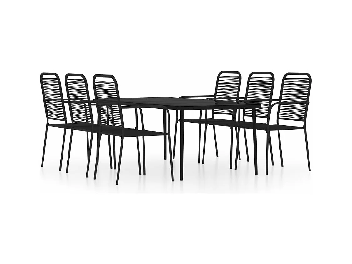 Conjunto de jantar de jardim móveis de exterior 7 peças preto 02_0014041