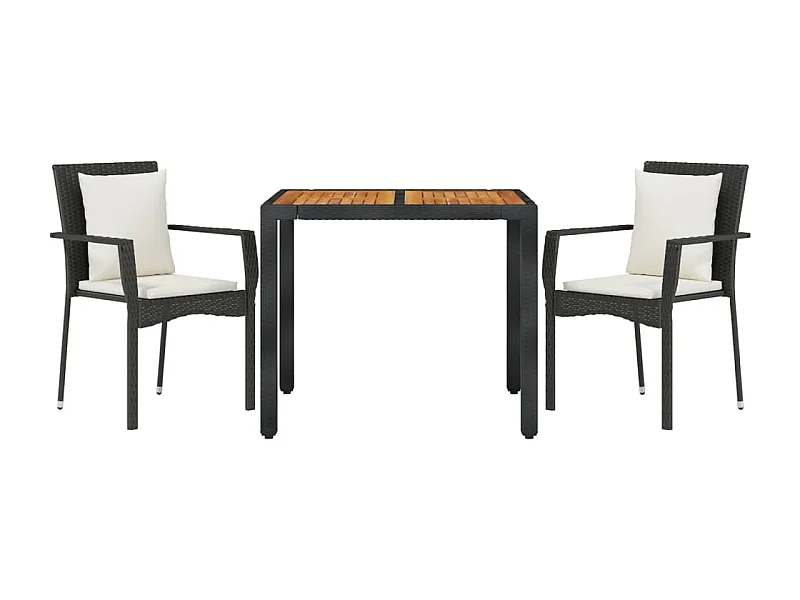 Set da pranzo da giardino mobili da esterno con cuscini 3 pezzi nero 02_0014143