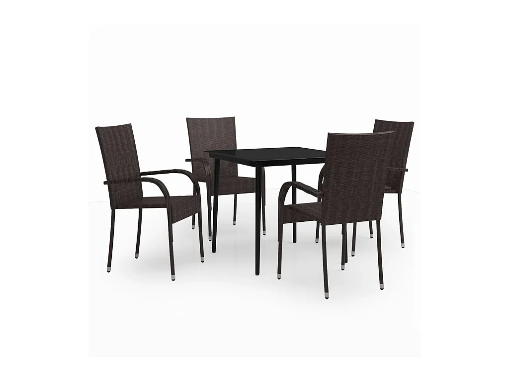 Juego de comedor de jardín muebles de exterior 5 piezas marrón y negro 02_0013833
