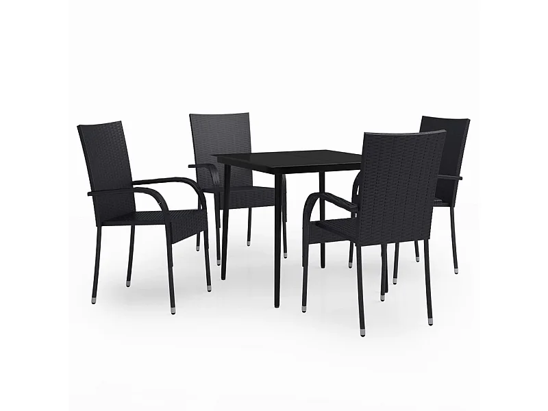 Juego de comedor de jardín muebles de exterior 5 piezas negro 02_0013844