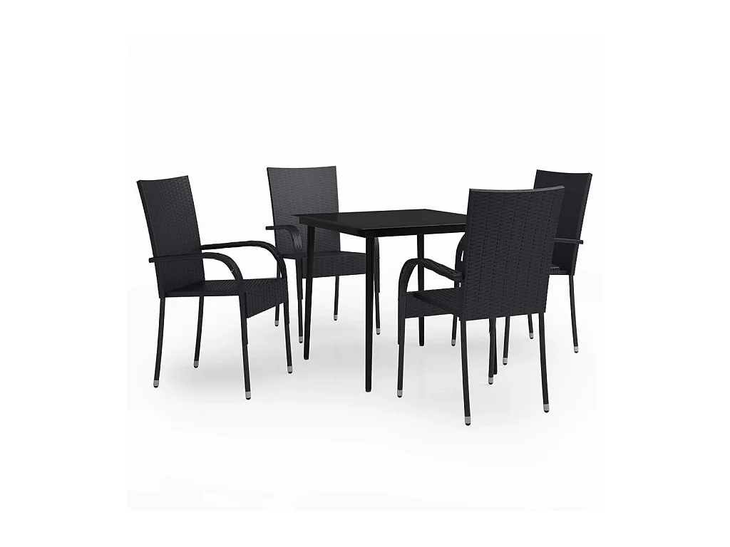 Conjunto de jantar de jardim móveis de exterior 5 peças preto 02_0013844