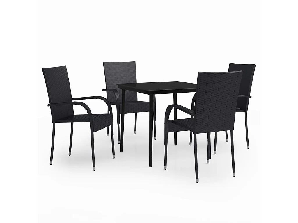Set da pranzo da giardino mobili da esterno 5 pezzi nero 02_0013844