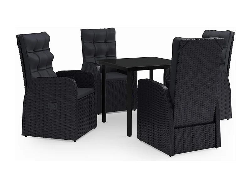 Set da pranzo da giardino mobili da esterno con cuscini 5 pezzi nero 02_0014158