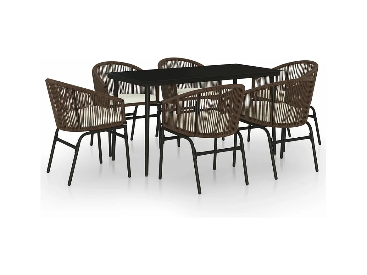 Conjunto de jantar de jardim móveis de exterior 7 peças marrom 02_0013983