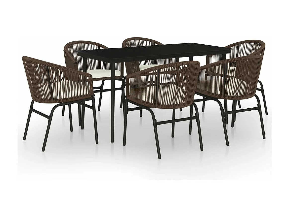 Juego de comedor de jardín muebles de exterior 7 piezas marrón 02_0013983