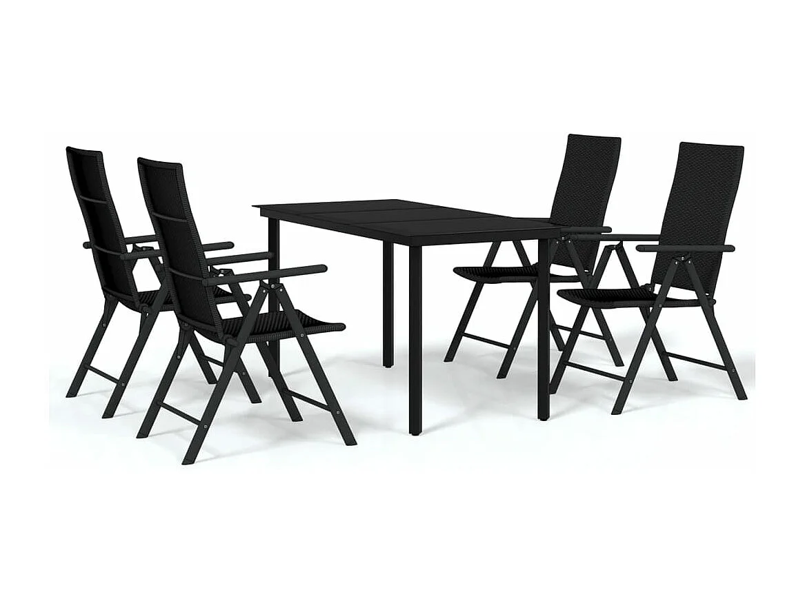 Juego de comedor de jardín muebles de exterior 5 piezas negro 02_0013840