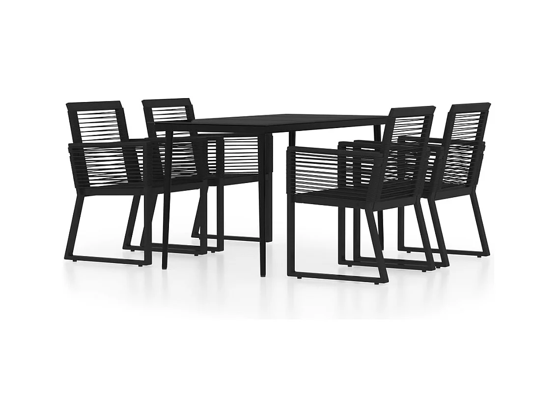 Juego de comedor de jardín muebles de exterior 5 piezas negro 02_0013841