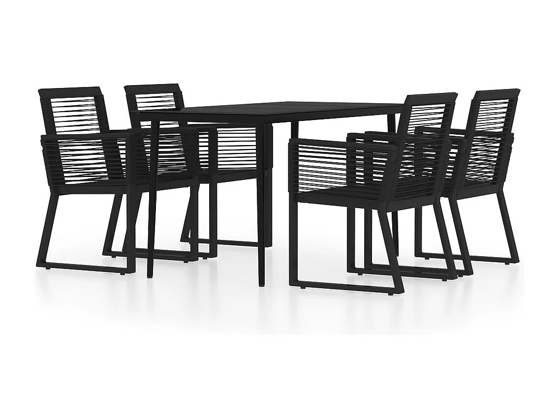 Conjunto de jantar de jardim móveis de exterior 5 peças preto 02_0013841
