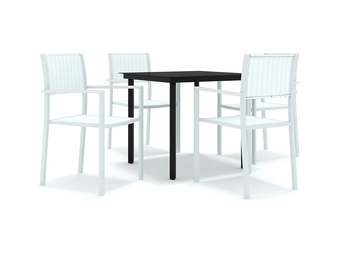 Juego de comedor de jardín muebles de exterior 5 piezas blanco 02_0013739