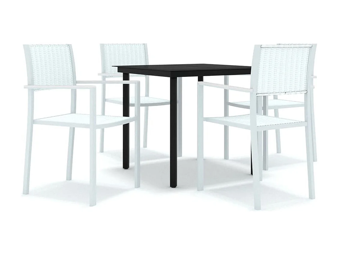 Juego de comedor de jardín muebles de exterior 5 piezas blanco 02_0013739