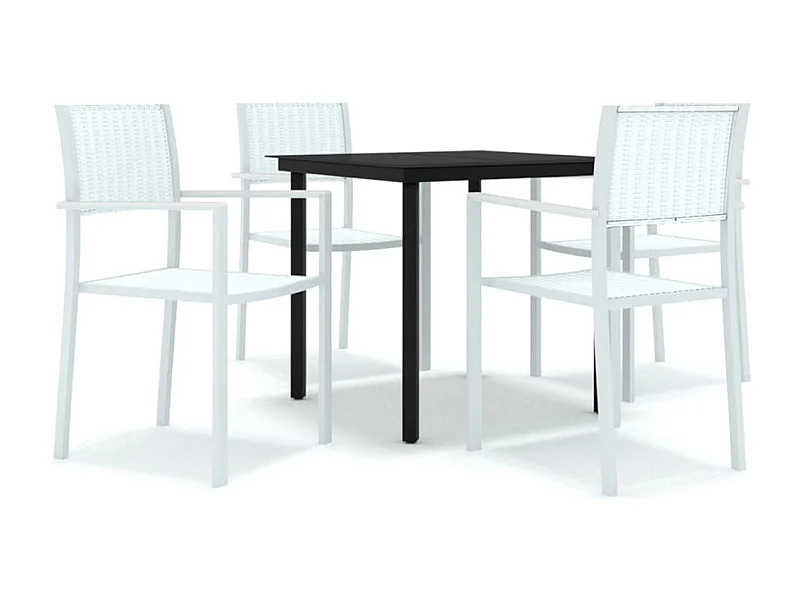 Juego de comedor de jardín muebles de exterior 5 piezas blanco 02_0013739