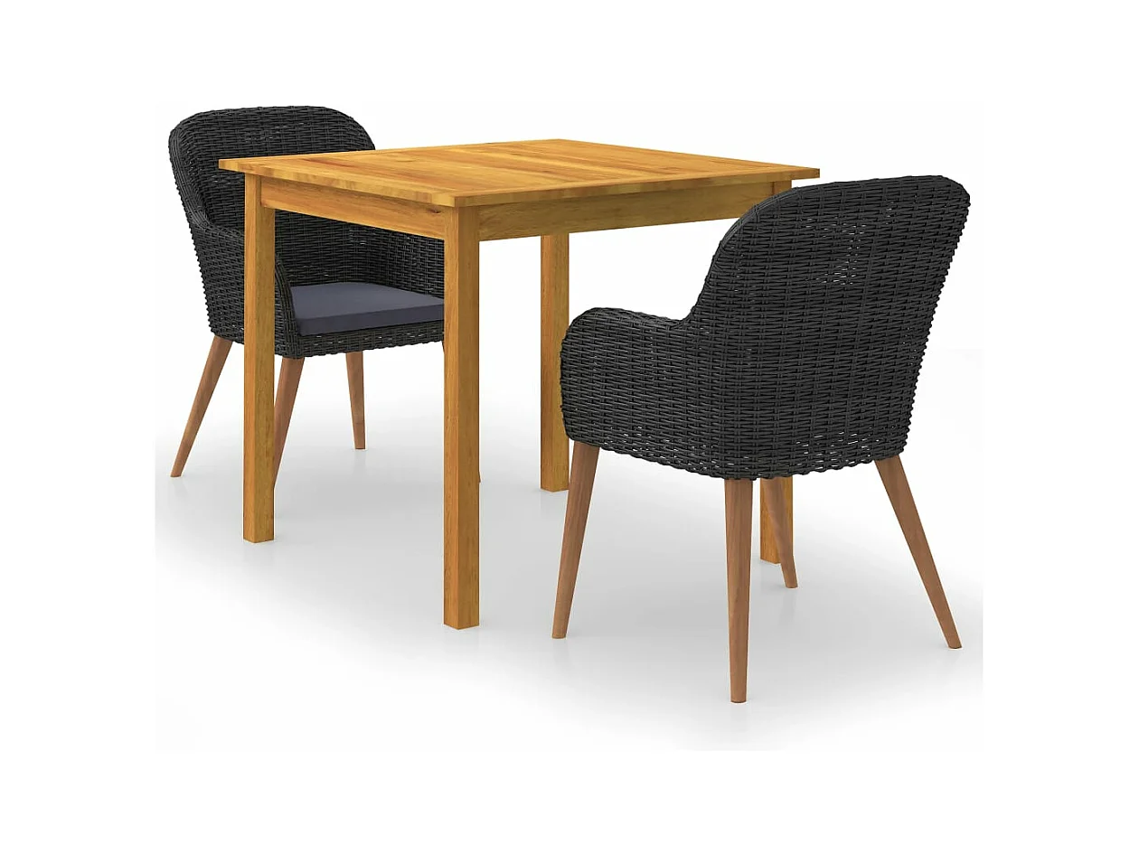 Conjunto de jantar de jardim móveis de exterior 3 peças preto 02_0013658