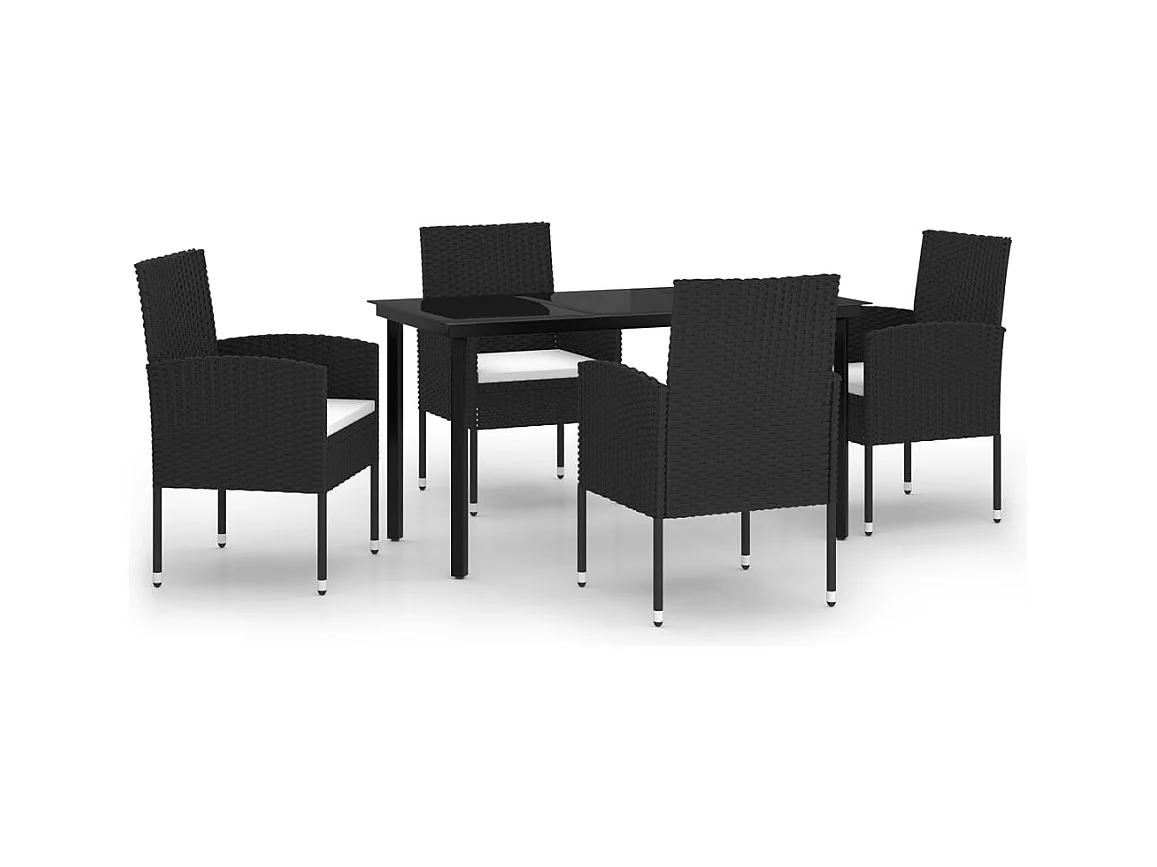 Set da pranzo da giardino mobili da esterno 5 pezzi nero 02_0013858