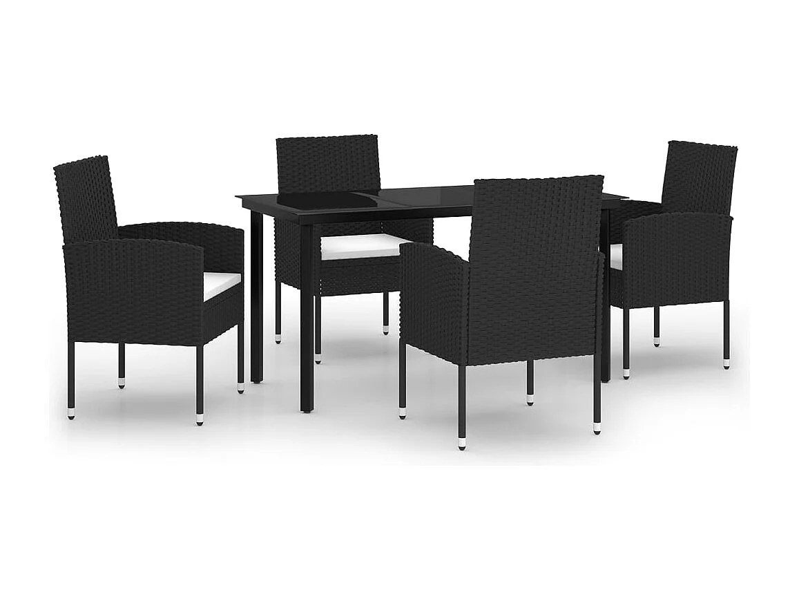 Juego de comedor de jardín muebles de exterior 5 piezas negro 02_0013858