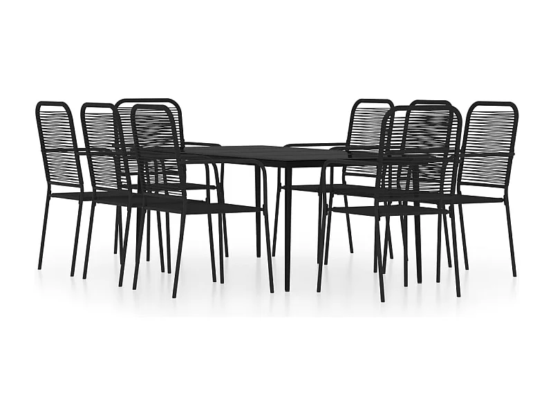 Juego de comedor de jardín muebles de exterior 9 piezas negro 02_0014111