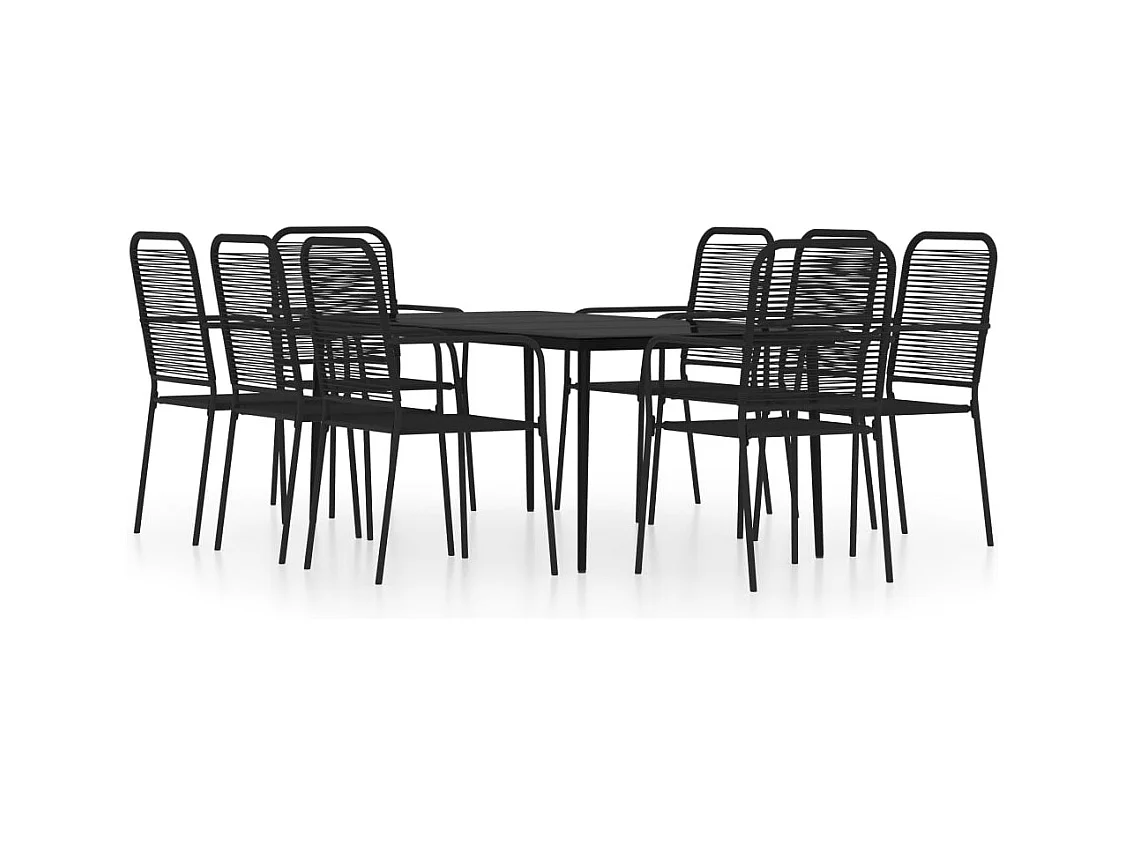 Juego de comedor de jardín muebles de exterior 9 piezas negro 02_0014111