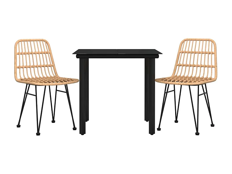 Conjunto de jantar de jardim móveis de exterior 3 peças de vime de resina 02_0013683