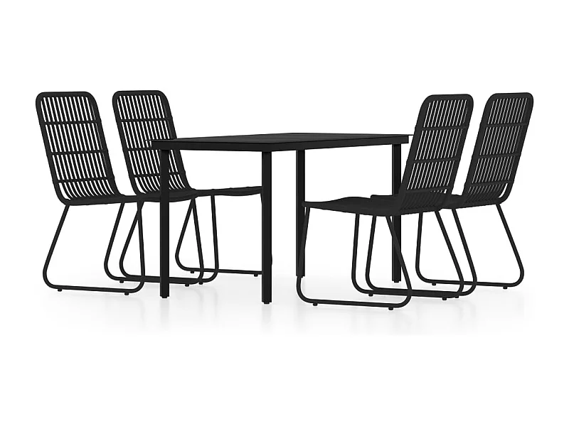 Conjunto de jantar de jardim móveis de exterior 5 peças preto 02_0013853