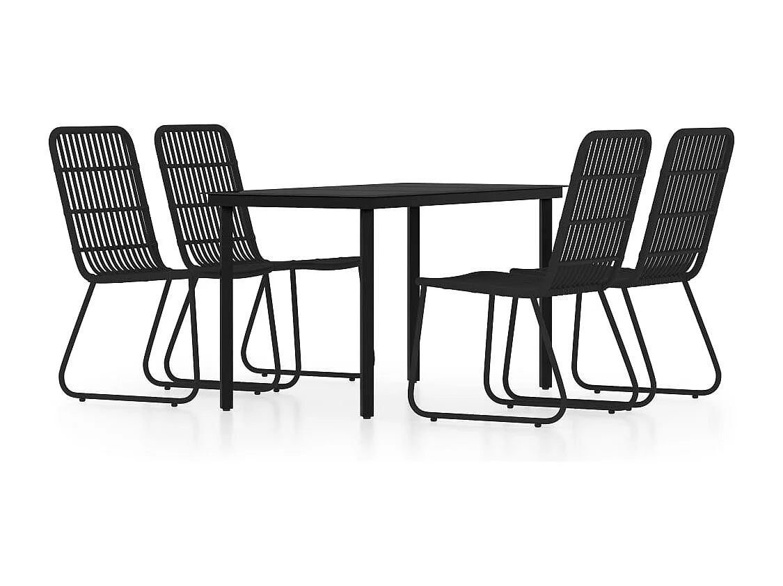 Conjunto de jantar de jardim móveis de exterior 5 peças preto 02_0013853