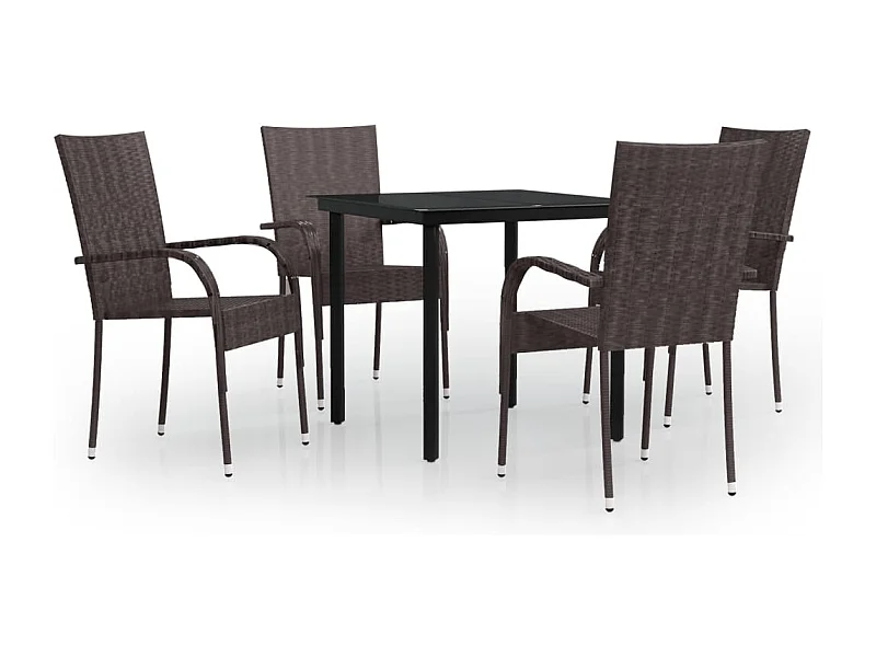 Conjunto de jantar ao ar livre de 5 peças marrom e preto 02_0013564