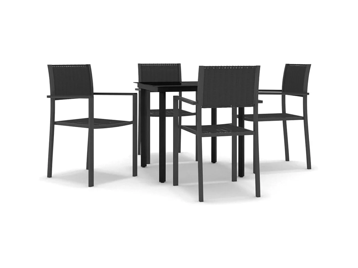 Juego de comedor de jardín muebles de exterior 5 piezas negro 02_0013839