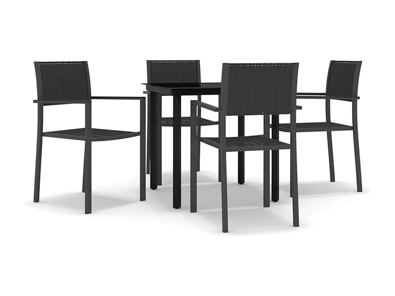Juego de comedor de jardín muebles de exterior 5 piezas negro 02_0013839