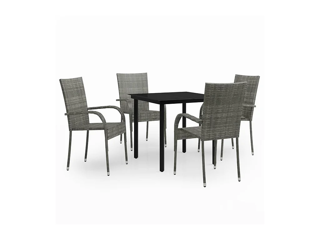 Conjunto de jantar de jardim móveis de exterior 5 peças cinza e preto 02_0013797