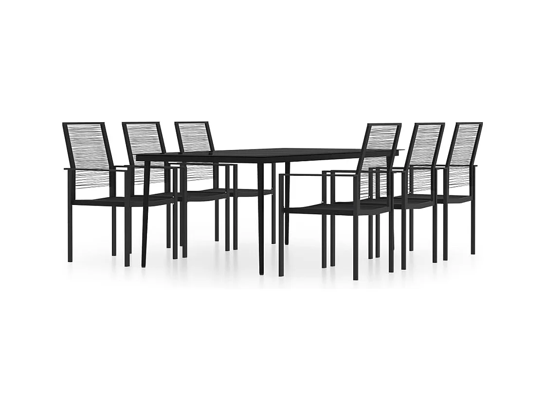 Set da pranzo da giardino mobili da esterno 7 pezzi nero 02_0014006