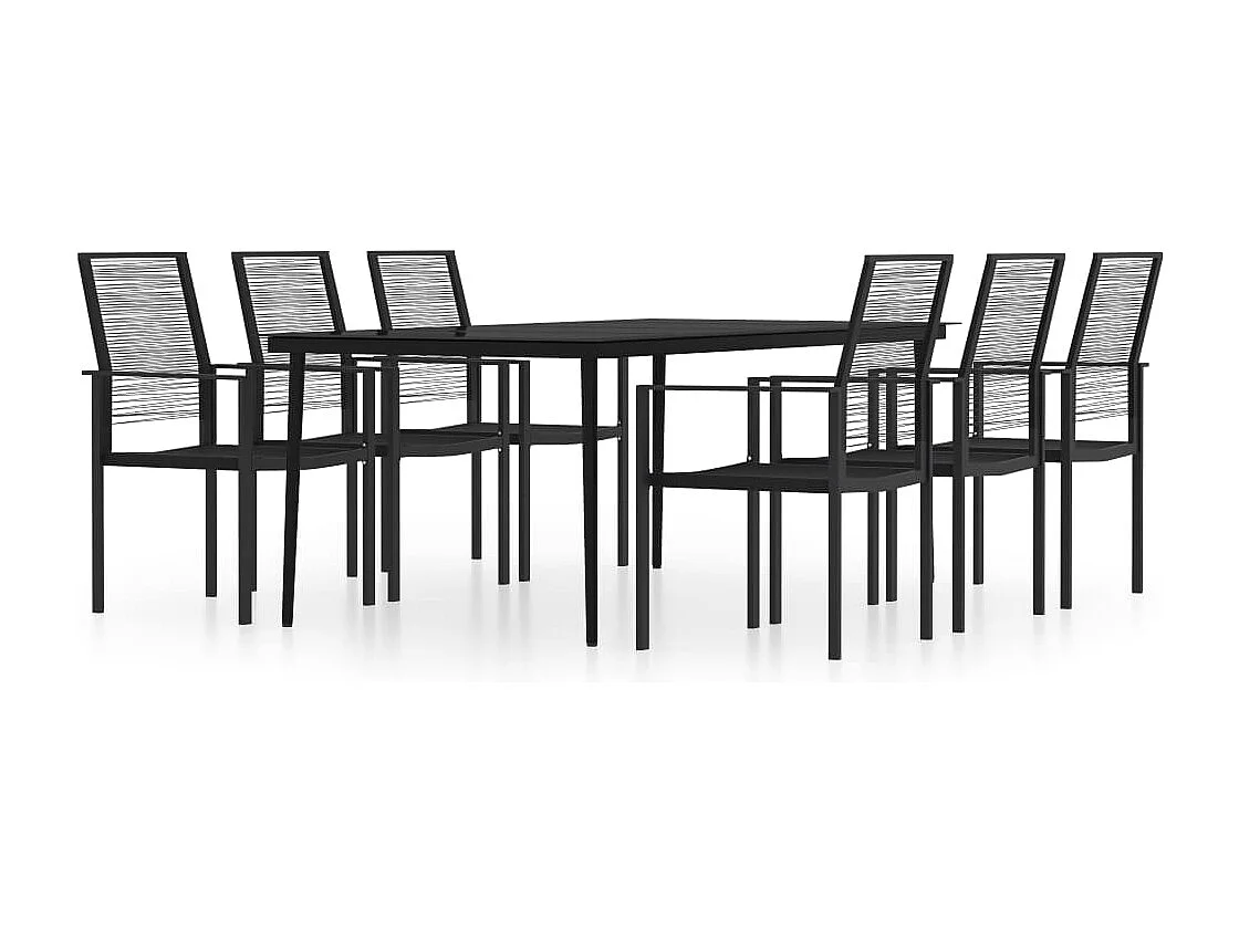 Conjunto de jantar de jardim móveis de exterior 7 peças preto 02_0014006