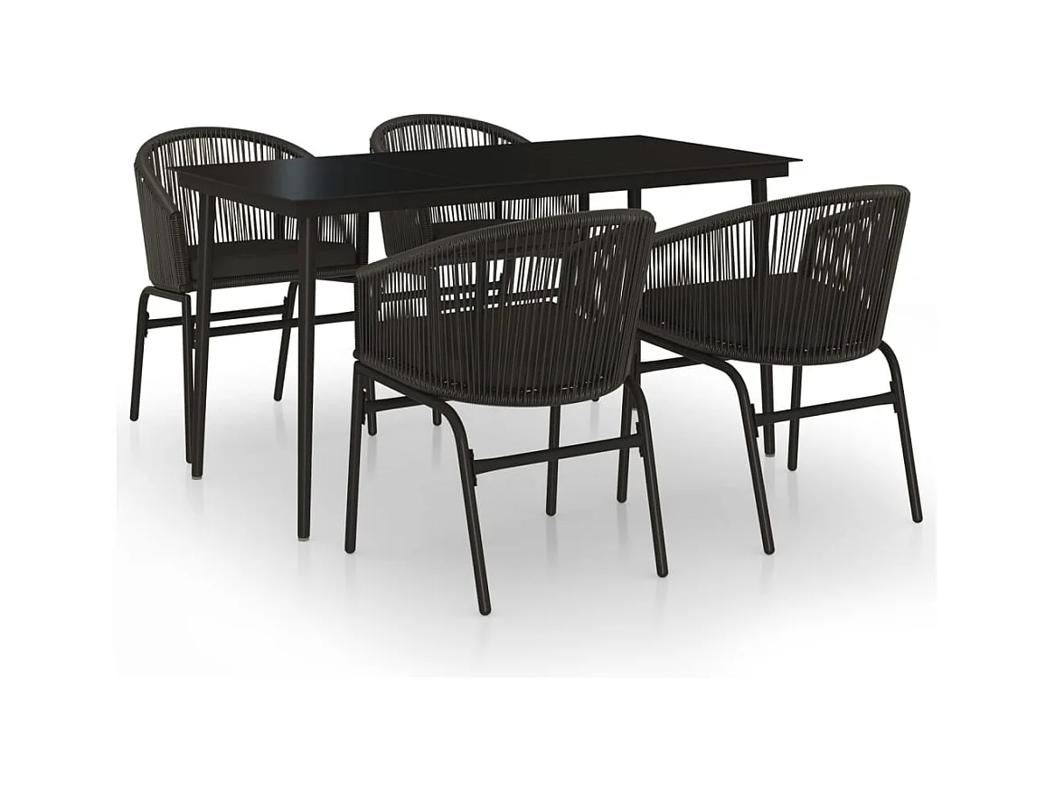 Conjunto de jantar de jardim móveis de exterior 5 peças preto 02_0013872