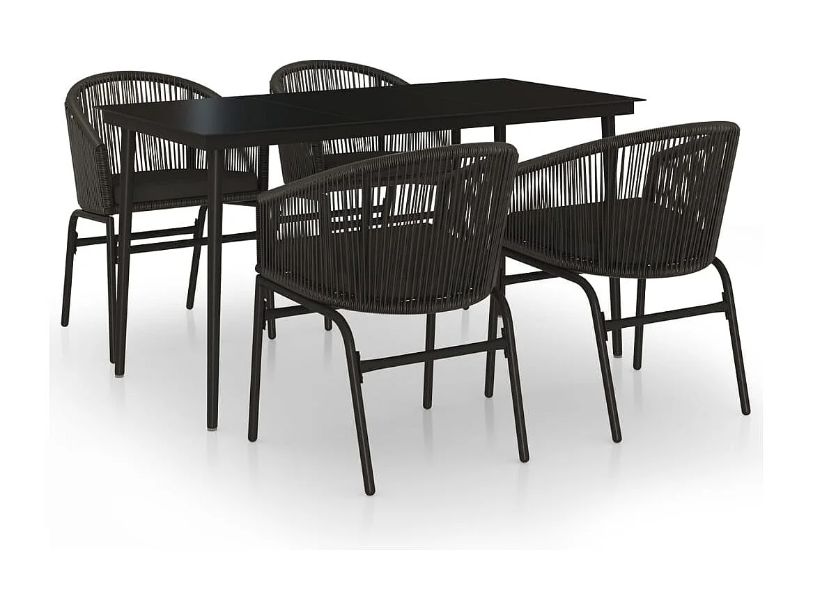 Juego de comedor de jardín muebles de exterior 5 piezas negro 02_0013872