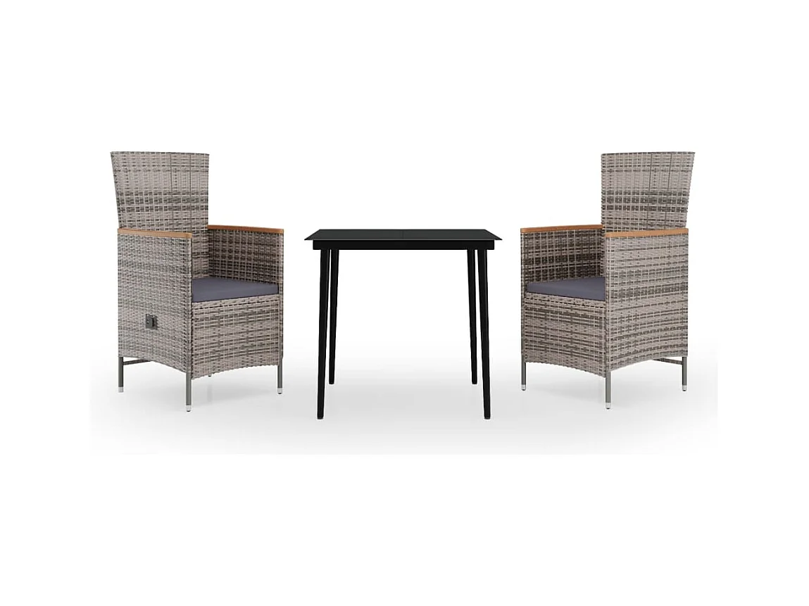 Set da pranzo da giardino mobili da esterno con cuscini 3 pezzi grigio 02_0014132