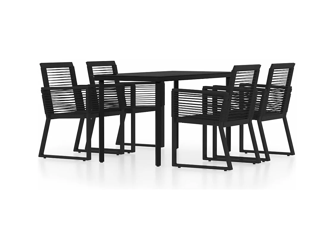 Juego de comedor de jardín muebles de exterior 5 piezas negro 02_0013886
