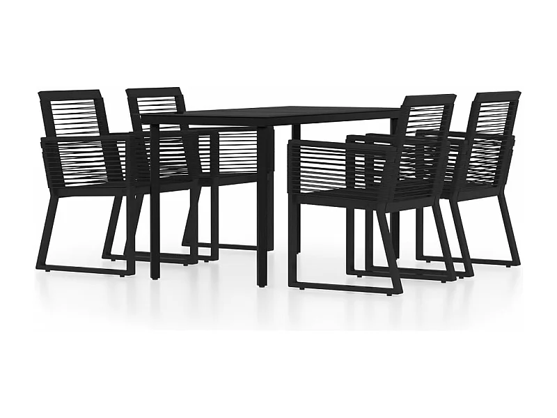 Conjunto de jantar de jardim móveis de exterior 5 peças preto 02_0013886