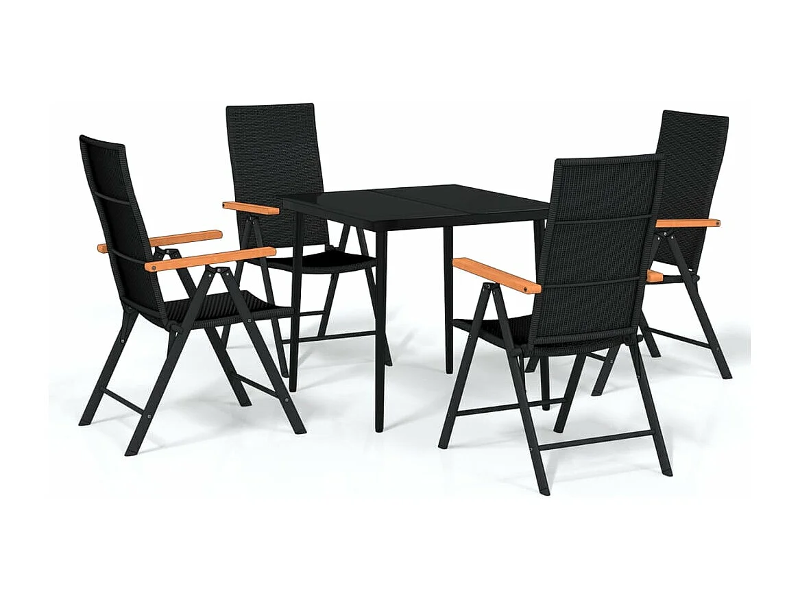 Juego de comedor de jardín muebles de exterior 5 piezas negro 02_0013848