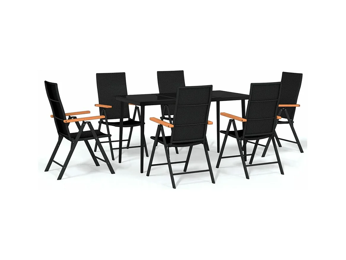 Juego de comedor de jardín muebles de exterior 7 piezas negro 02_0014004