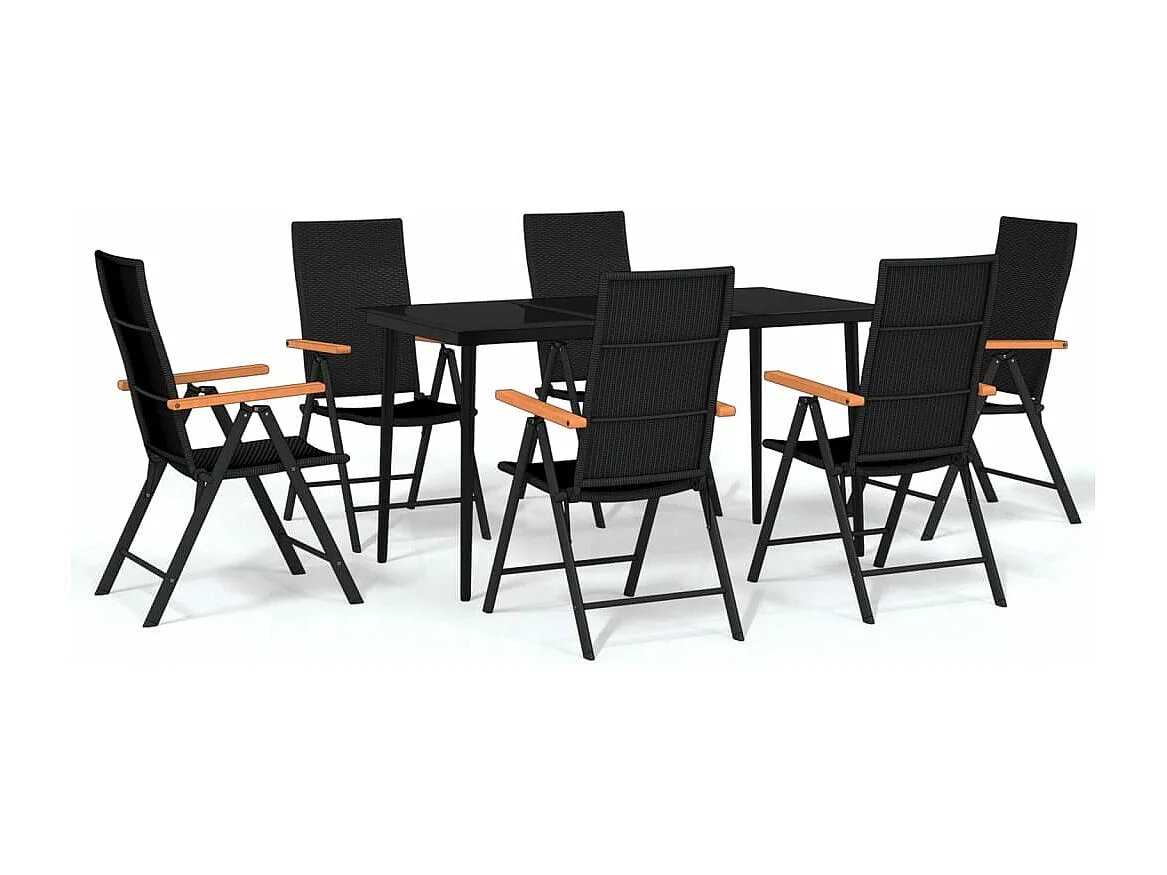 Juego de comedor de jardín muebles de exterior 7 piezas negro 02_0014004