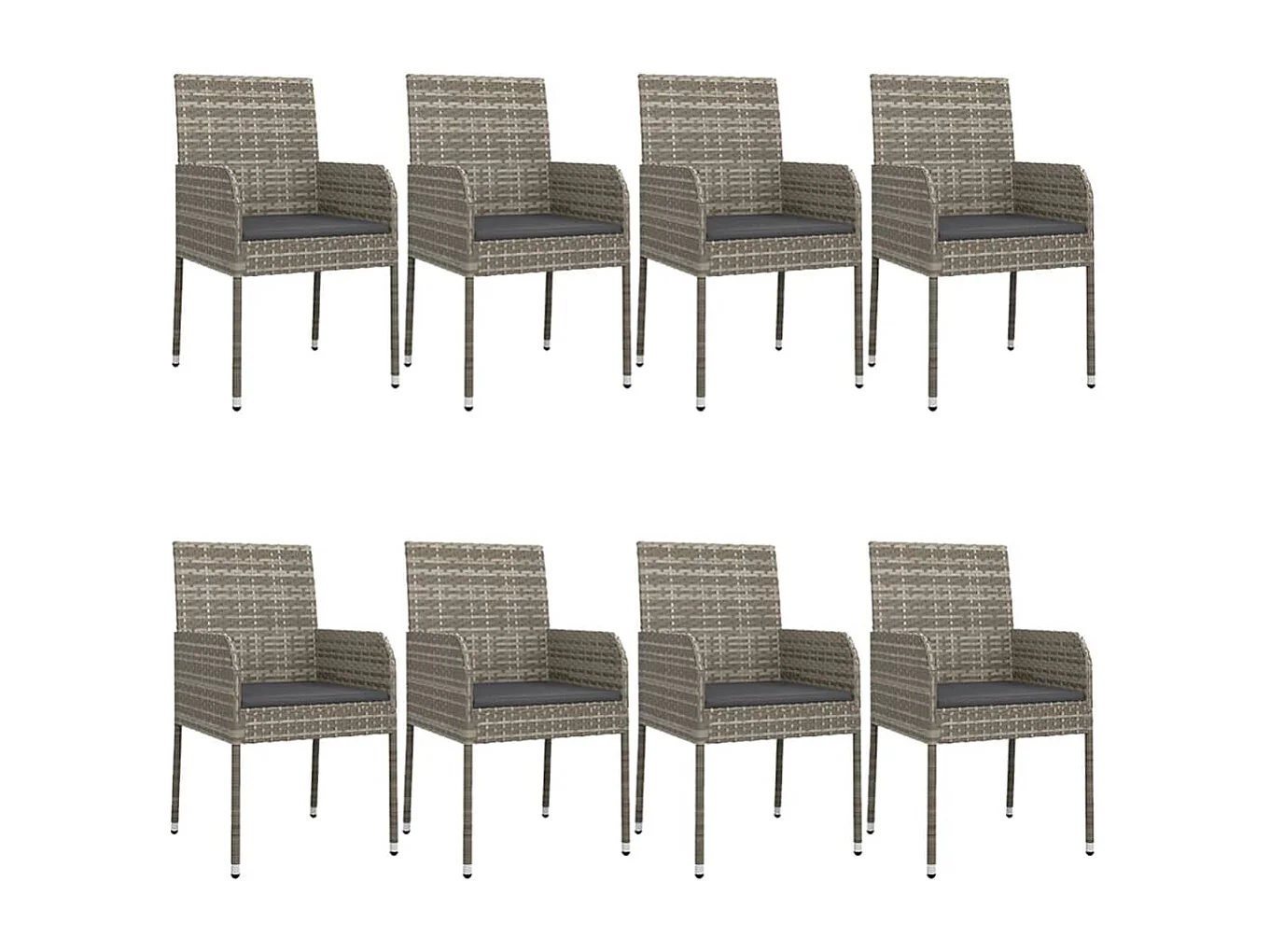 Conjunto de sala de jantar de jardim de 9 peças e almofadas pretas e cinza 02_0014198