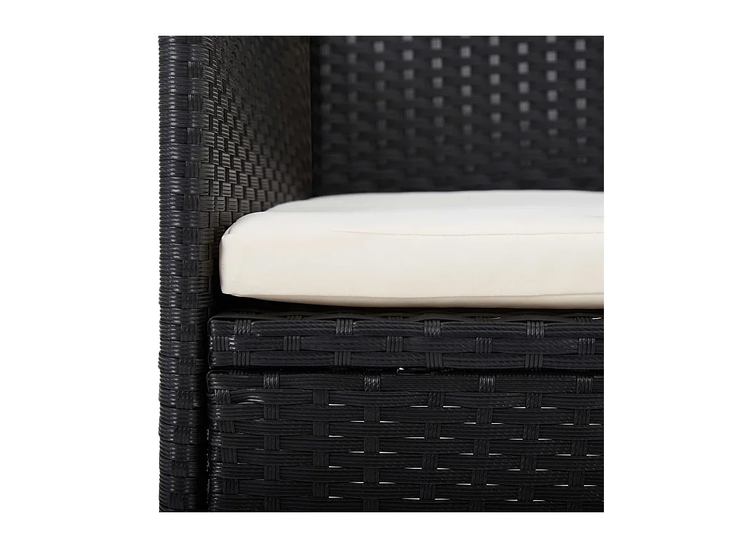 Conjunto de jantar de jardim móveis de exterior com almofadas 5 peças preto 02_0014163