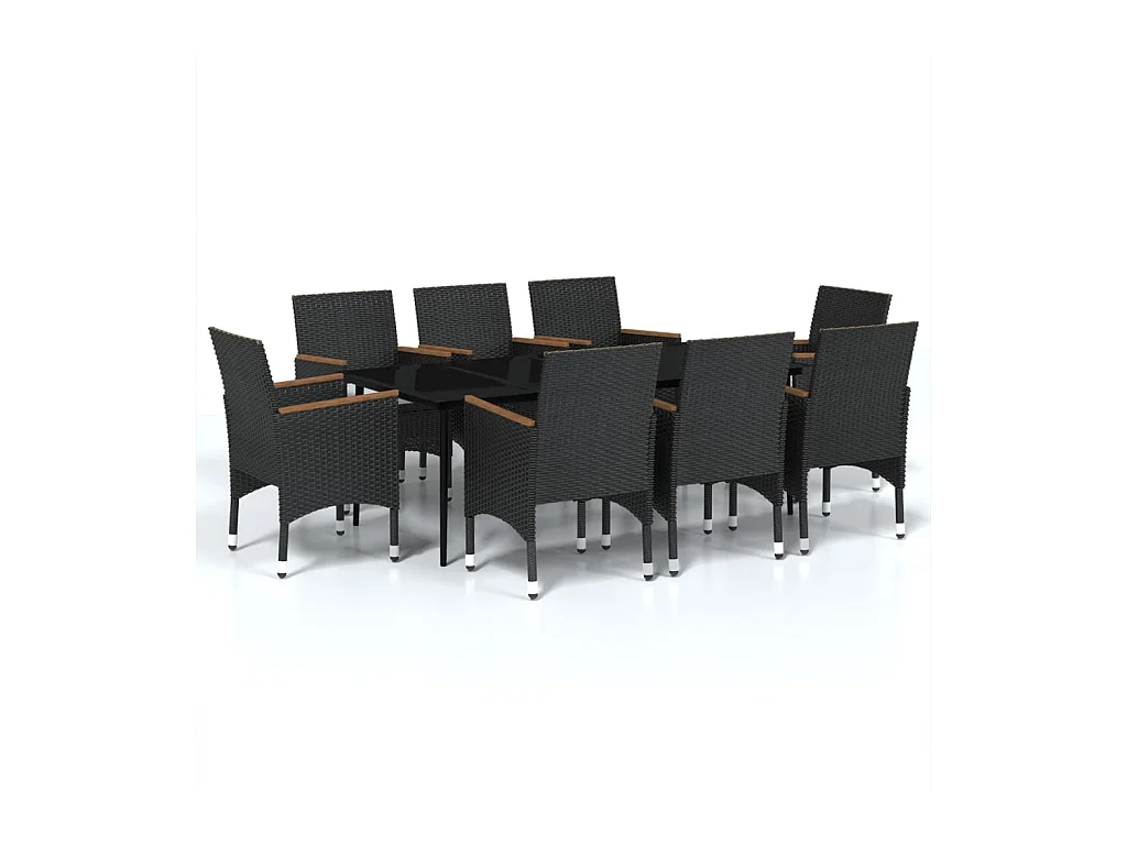Set da pranzo da giardino mobili da esterno con cuscini 9 pezzi nero 02_0014176