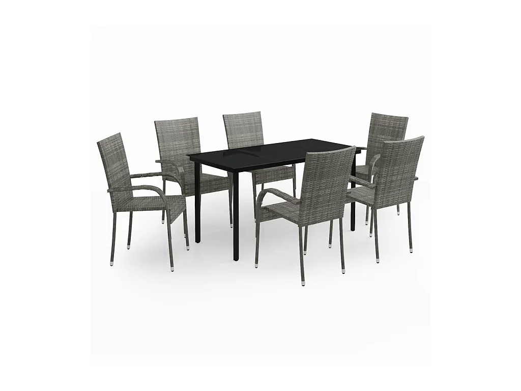 Set da pranzo da giardino mobili da esterno 7 pezzi grigio e nero 02_0013973