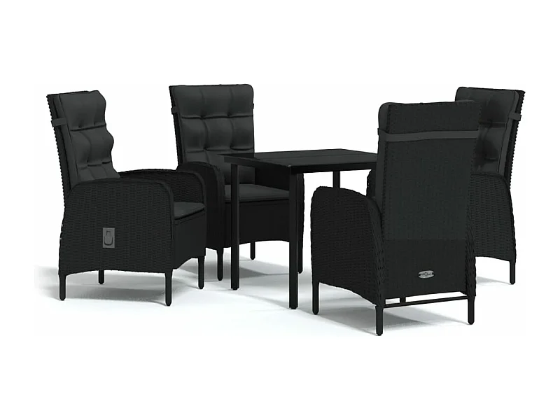 Set da pranzo da giardino mobili da esterno con cuscini 5 pezzi nero 02_0014150